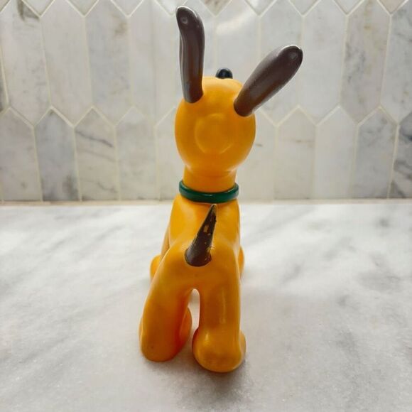 Antique Vintage Walt Disney Hard Rubber Toy Dog Pluto Made In Japan Orange OS - Picture 3 of 7